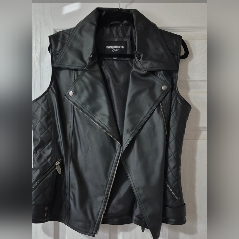 Women's Black Faux Leather Vest